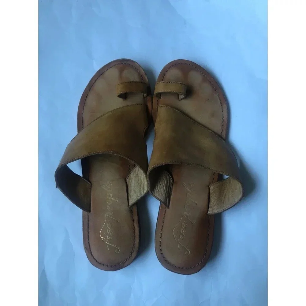 Free People Sant Antoni Leather Slide Sandals